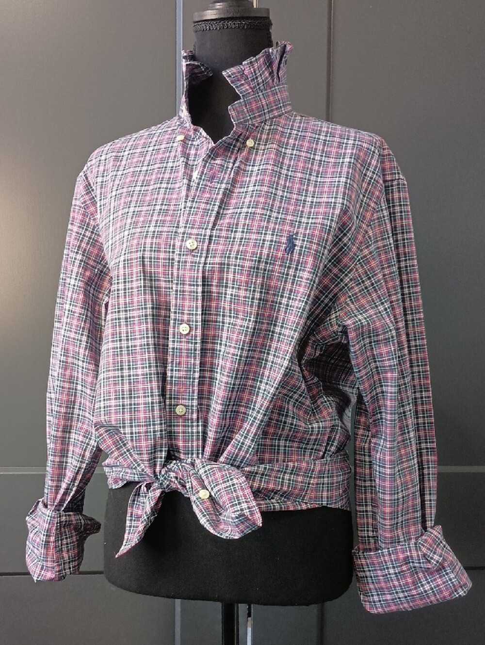 Upcycled Women's Ralph Lauren Ruffled Collar Shirt #163